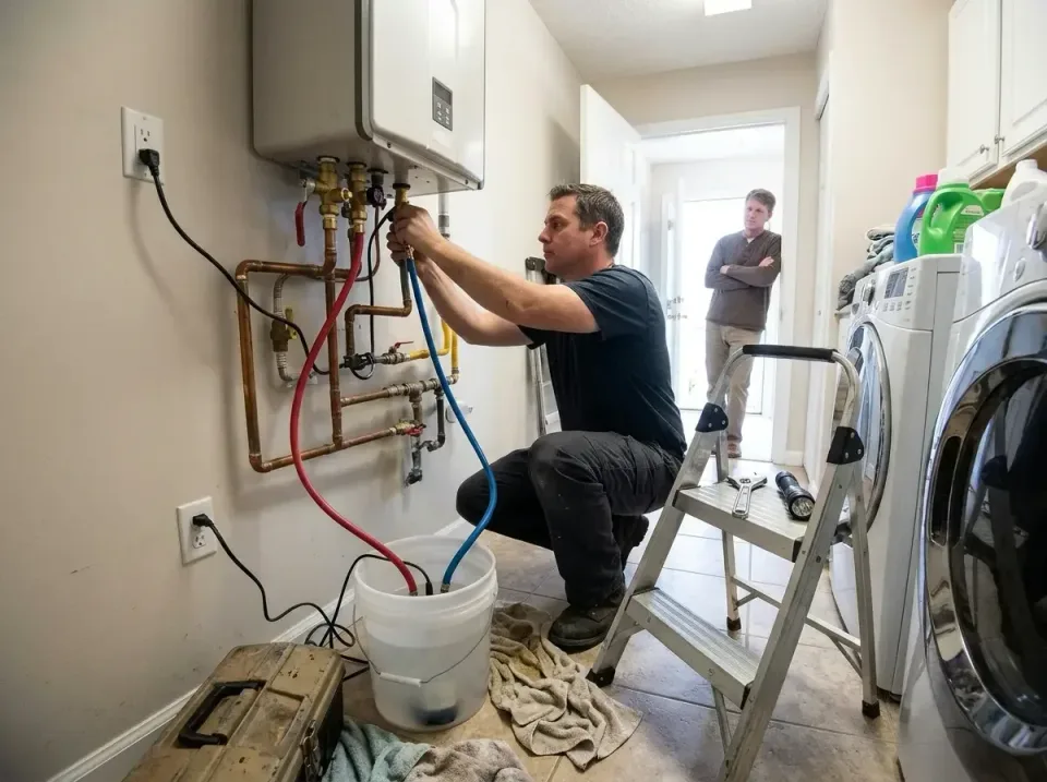 Tankless Water Heater — Indoor — Tankless Water Heater, Plumber, Homeowner, Indoor, Plumbing